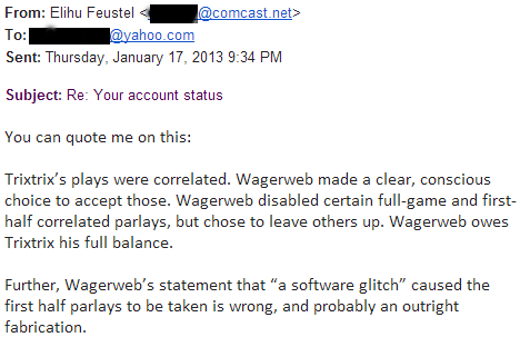 Justin7 Email Regarding WagerWeb